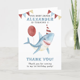 Unser Baby Shark 1. Geburtstag unter dem Meer Dankeskarte