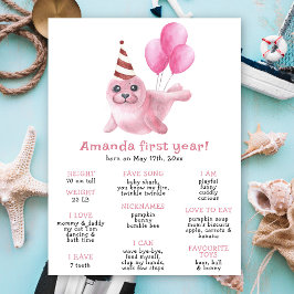 Unser Baby Siegel First Birthday Meilenstein Gebur Poster