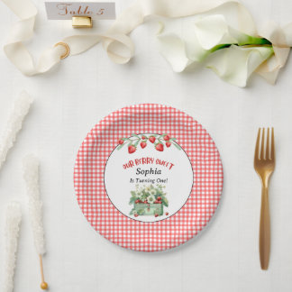Unser Berry Sweet Strawberry Party, Red Gingham Pappteller