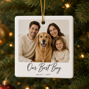Unser bester Junge Personalisiertes Familienhund-F Keramikornament