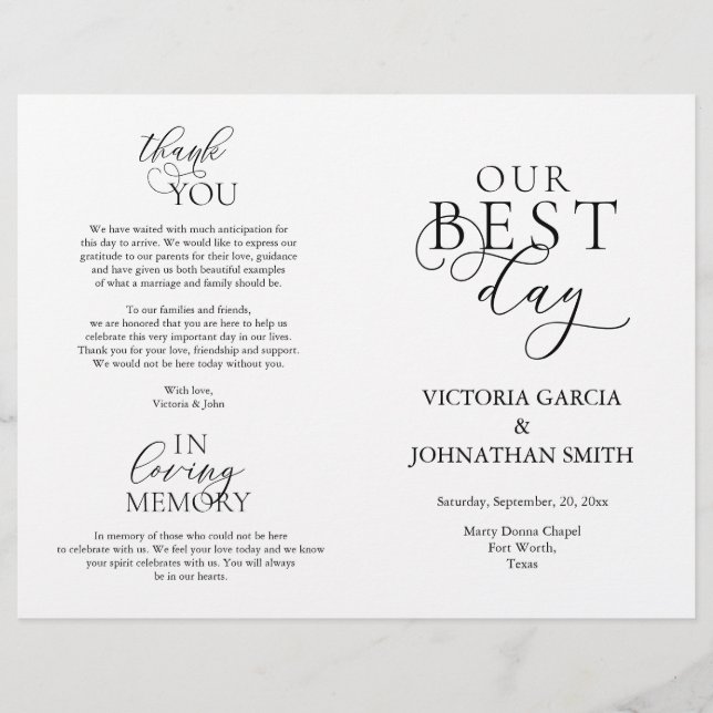 Unser bester Tag, Hochzeitsfeier - Folbares Progra (Vorderseite)