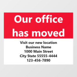 Unser Büro hat die Ankündigung von Rot-Bewegung ve Fensteraufkleber