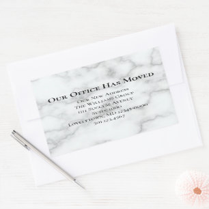Unser Büro hat Imitate Marmorverkündung verschoben Rechteckiger Aufkleber