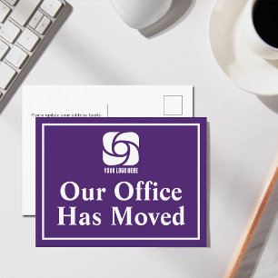Unser Büro ist umgezogen Purple Business Logo Postkarte