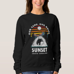 Unser Camp Unsere Regeln Sonnenuntergang Camping S Sweatshirt