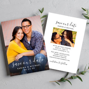 Unser Date Modern Handwriting Script Foto gerettet Save The Date