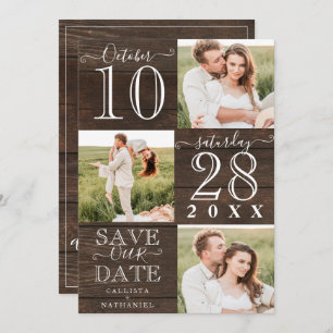 Unser Date Rustic Wood Monogram Foto gerettet Save The Date