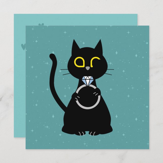 UNSER DATUM gerettet - Funny Cat Wedding Card Einladung (Vorne/Hinten)