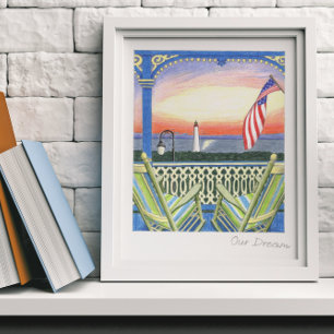 Unser Dream Beach House Porch Leuchtturm Poster