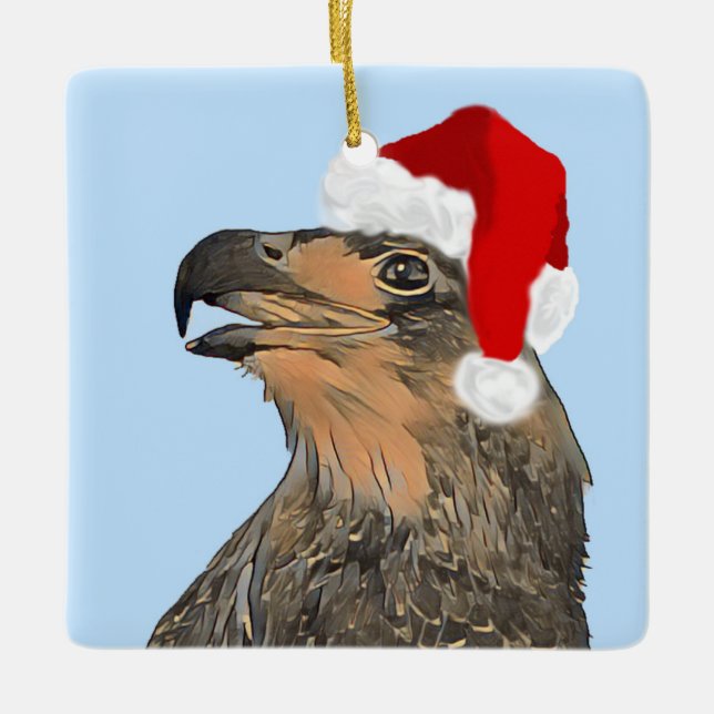 Unser E9 Weihnachtsadler-Leuchtton Keramikornament (Vorderseite)