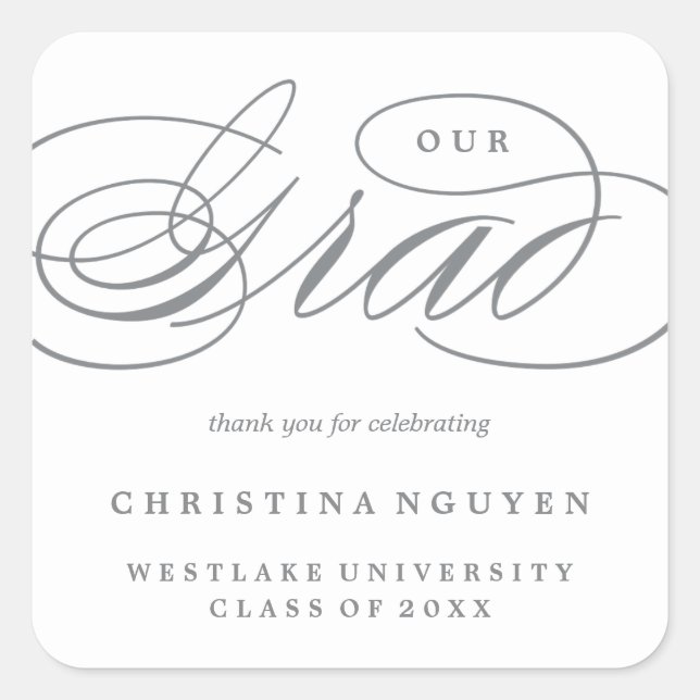 UNSER ELEGANTES SKRIPT GRAD | DANK IHNEN STICKER (Vorderseite)