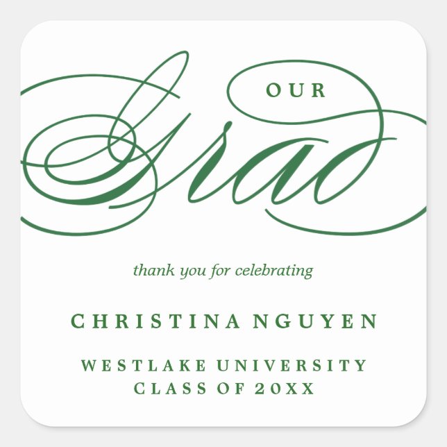 UNSER ELEGANTES SKRIPT GRAD | DANK IHNEN STICKER (Vorderseite)