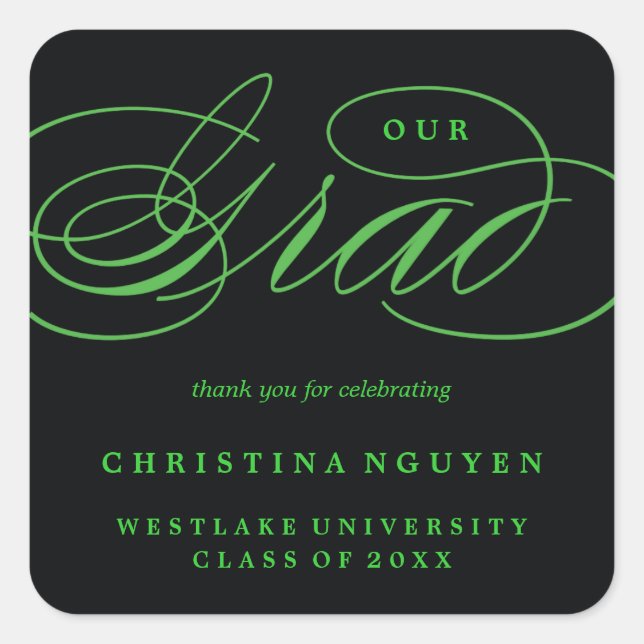 UNSER ELEGANTES SKRIPT GRAD | DANK IHNEN STICKER (Vorderseite)