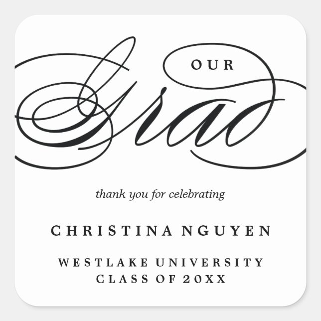 UNSER ELEGANTES SKRIPT GRAD | DANK IHNEN STICKER (Vorderseite)