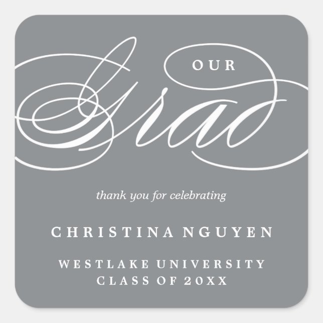 UNSER ELEGANTES SKRIPT GRAD | DANK IHNEN STICKER (Vorderseite)