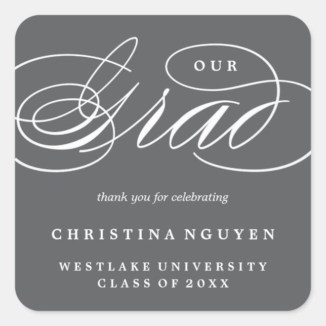 UNSER ELEGANTES SKRIPT GRAD | DANK IHNEN STICKER (Vorderseite)