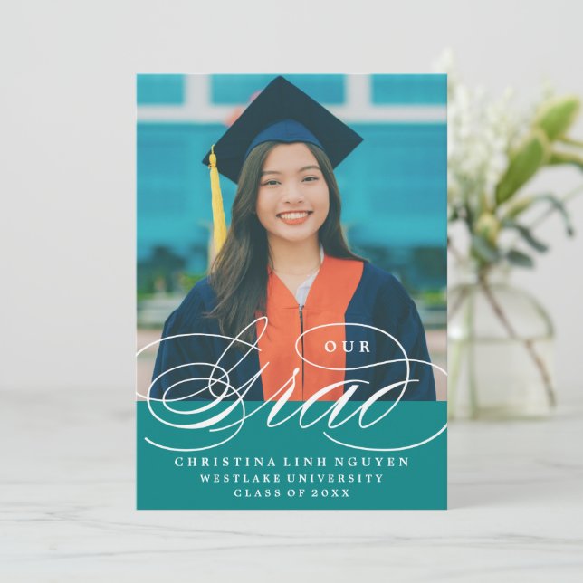 UNSER ELEGANTES SKRIPT GRAD | EINLADUNG VON ABSCHL (Stehend Vorderseite)
