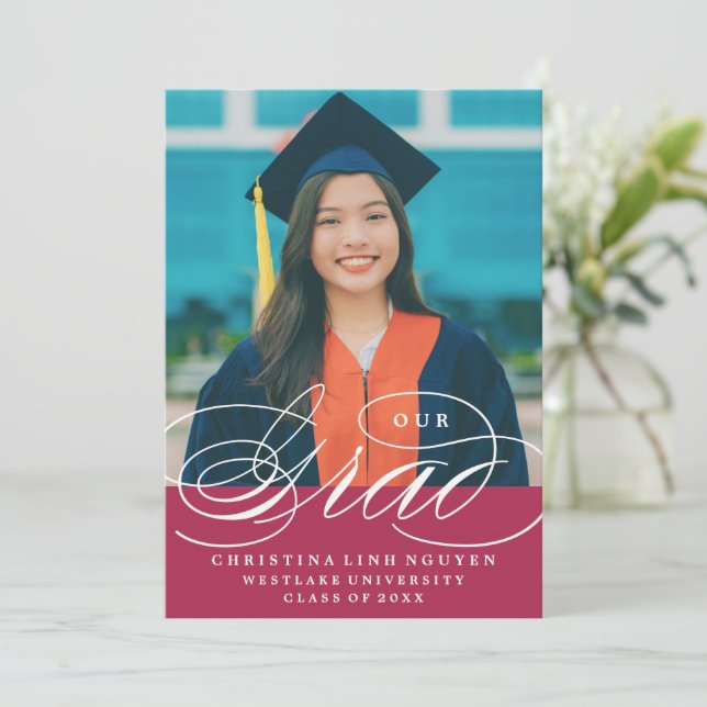 UNSER ELEGANTES SKRIPT GRAD | EINLADUNG VON ABSCHL (Stehend Vorderseite)