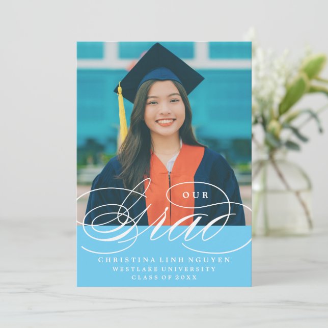 UNSER ELEGANTES SKRIPT GRAD | EINLADUNG VON ABSCHL (Stehend Vorderseite)
