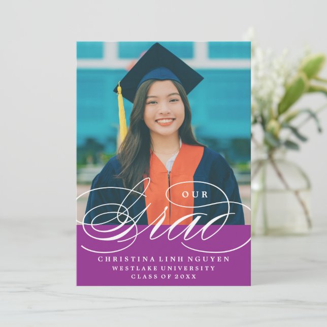 UNSER ELEGANTES SKRIPT GRAD | EINLADUNG VON ABSCHL (Stehend Vorderseite)