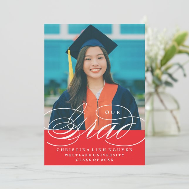 UNSER ELEGANTES SKRIPT GRAD | EINLADUNG VON ABSCHL (Stehend Vorderseite)