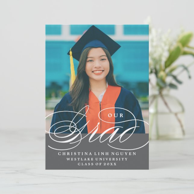UNSER ELEGANTES SKRIPT GRAD | EINLADUNG VON ABSCHL (Stehend Vorderseite)