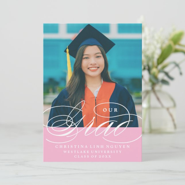 UNSER ELEGANTES SKRIPT GRAD | EINLADUNG VON ABSCHL (Stehend Vorderseite)