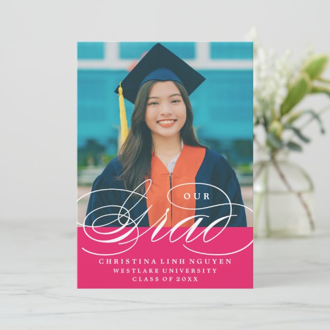 UNSER ELEGANTES SKRIPT GRAD | EINLADUNG VON ABSCHL (Stehend Vorderseite)