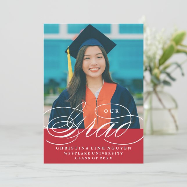 UNSER ELEGANTES SKRIPT GRAD | EINLADUNG VON ABSCHL (Stehend Vorderseite)
