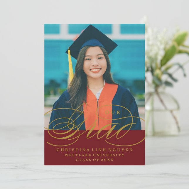UNSER ELEGANTES SKRIPT GRAD | EINLADUNG VON ABSCHL (Stehend Vorderseite)