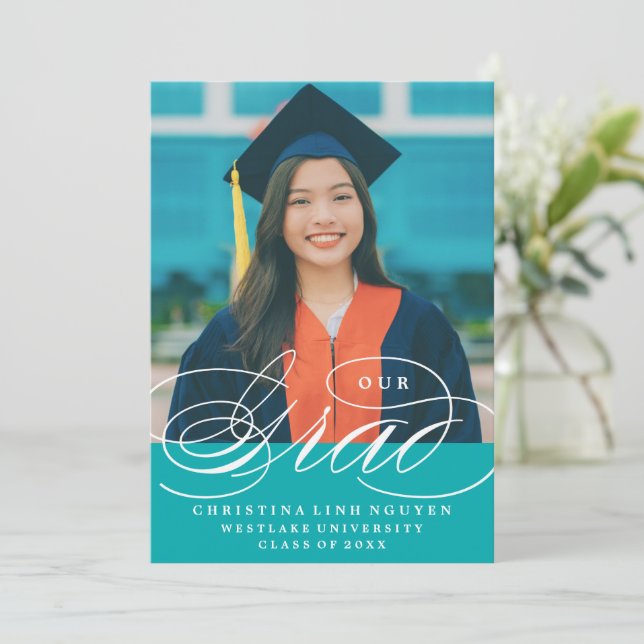 UNSER ELEGANTES SKRIPT GRAD | EINLADUNG VON ABSCHL (Stehend Vorderseite)
