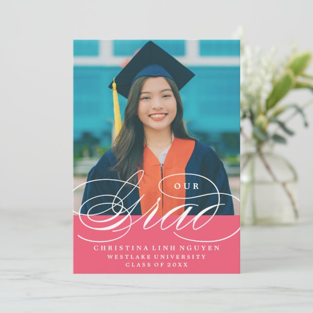 UNSER ELEGANTES SKRIPT GRAD | EINLADUNG VON ABSCHL (Stehend Vorderseite)