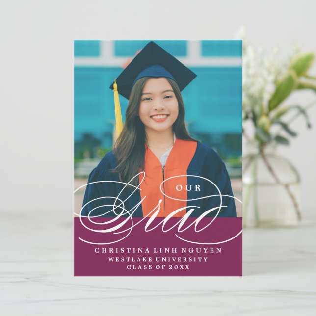 UNSER ELEGANTES SKRIPT GRAD | EINLADUNG VON ABSCHL (Stehend Vorderseite)