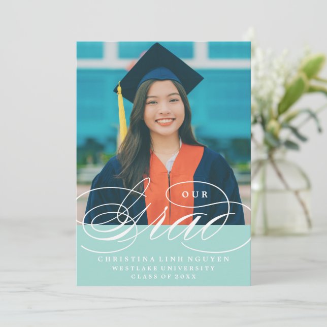 UNSER ELEGANTES SKRIPT GRAD | EINLADUNG VON ABSCHL (Stehend Vorderseite)