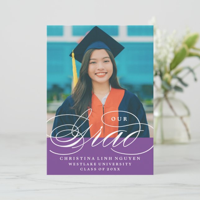 UNSER ELEGANTES SKRIPT GRAD | EINLADUNG VON ABSCHL (Stehend Vorderseite)
