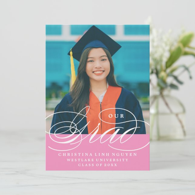 UNSER ELEGANTES SKRIPT GRAD | EINLADUNG VON ABSCHL (Stehend Vorderseite)