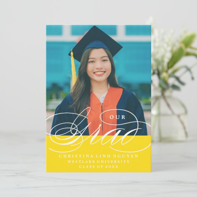 UNSER ELEGANTES SKRIPT GRAD | EINLADUNG VON ABSCHL (Stehend Vorderseite)