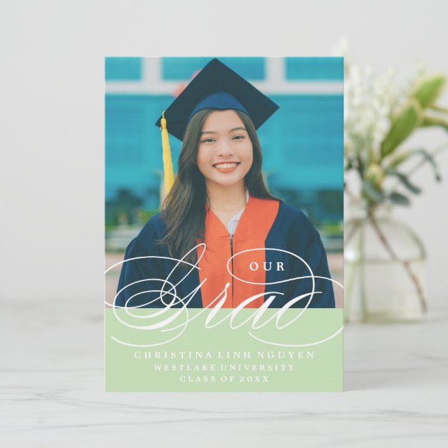 UNSER ELEGANTES SKRIPT GRAD | EINLADUNG VON ABSCHL (Stehend Vorderseite)