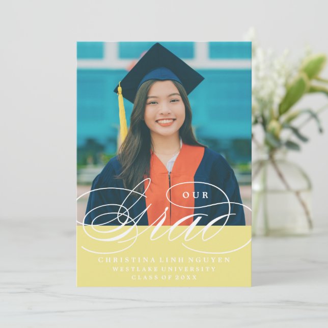 UNSER ELEGANTES SKRIPT GRAD | EINLADUNG VON ABSCHL (Stehend Vorderseite)
