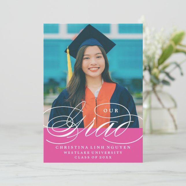 UNSER ELEGANTES SKRIPT GRAD | EINLADUNG VON ABSCHL (Stehend Vorderseite)