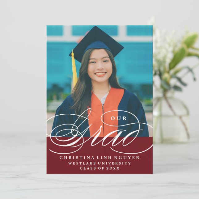 UNSER ELEGANTES SKRIPT GRAD | EINLADUNG VON ABSCHL (Stehend Vorderseite)