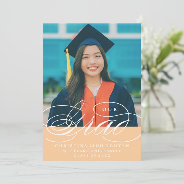 UNSER ELEGANTES SKRIPT GRAD | EINLADUNG VON ABSCHL (Stehend Vorderseite)