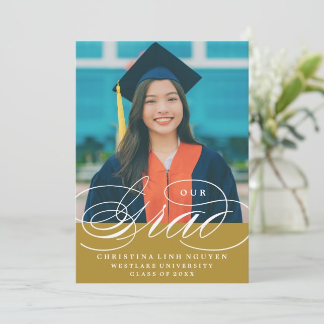 UNSER ELEGANTES SKRIPT GRAD | EINLADUNG VON ABSCHL (Stehend Vorderseite)