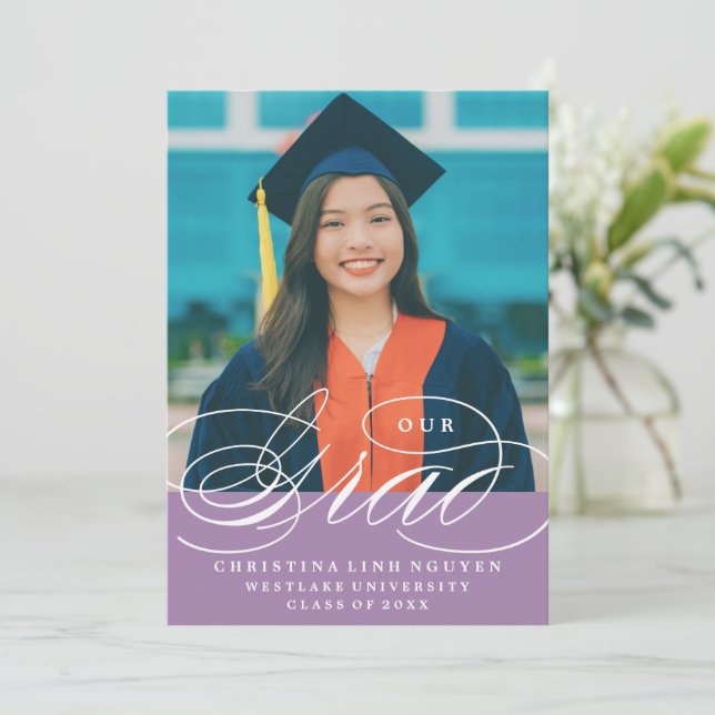 UNSER ELEGANTES SKRIPT GRAD | EINLADUNG VON ABSCHL (Stehend Vorderseite)