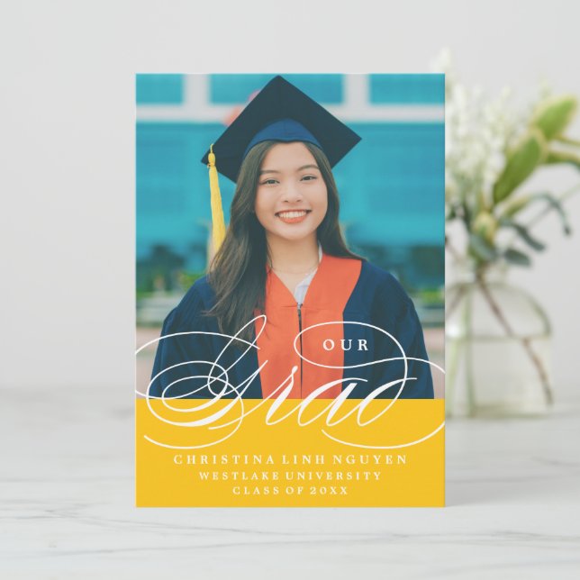 UNSER ELEGANTES SKRIPT GRAD | EINLADUNG VON ABSCHL (Stehend Vorderseite)