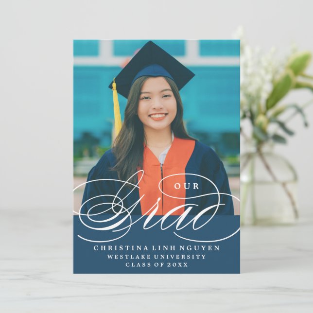 UNSER ELEGANTES SKRIPT GRAD | EINLADUNG VON ABSCHL (Stehend Vorderseite)