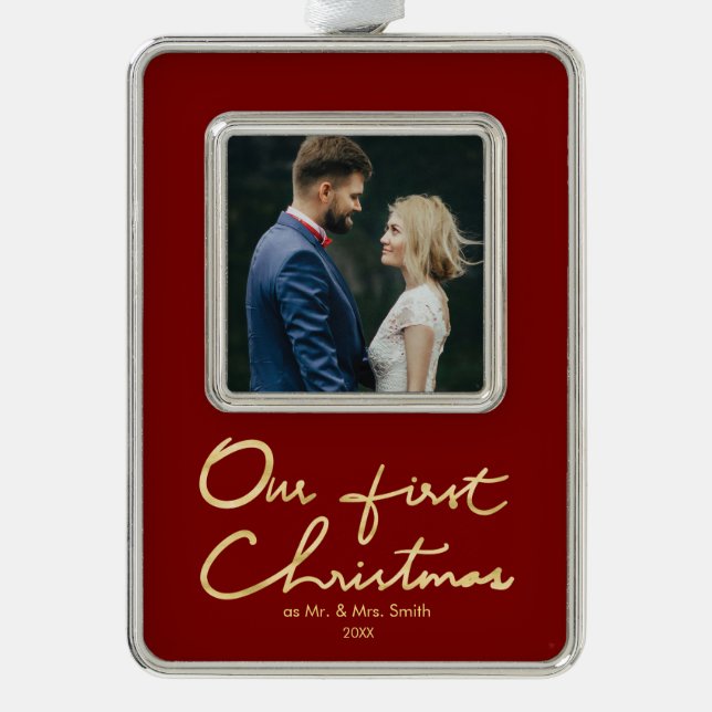 Unser erste Weihnachtskundenspezifische Handmit Rahmen-Ornament Silber (Vorderseite)