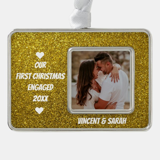 Unser erster Glitzer für Weihnachten - Foto und Na Rahmen-Ornament Silber (Vorderseite)