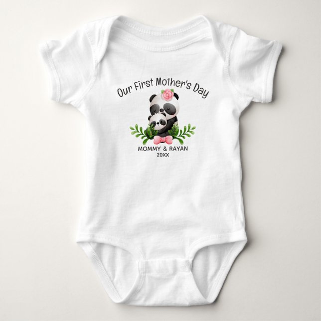 Unser erster Muttertag, Baby Panda individuelle Na Strampler (Vorderseite)