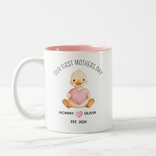 Unser Erster Muttertag-Enten-Becher, Geschenk für Zweifarbige Tasse
